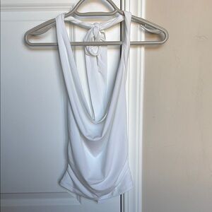 Cowl Neck White Halter Top from Garage